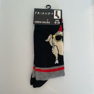 FRIENDS Black and Gray Crew Socks with Fun Chicken Design